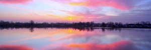 Sunset reflecting in the lake.