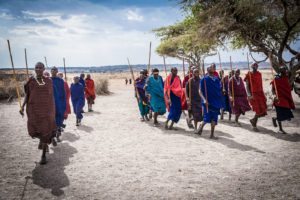 A tribe of people in traditional robes