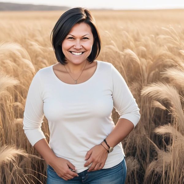 Sheryle in a field.