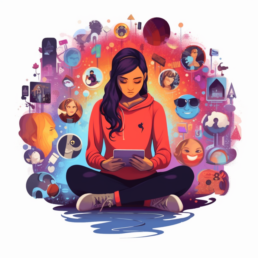 TWWK Social Media Influence A girl surrounded by social media icons