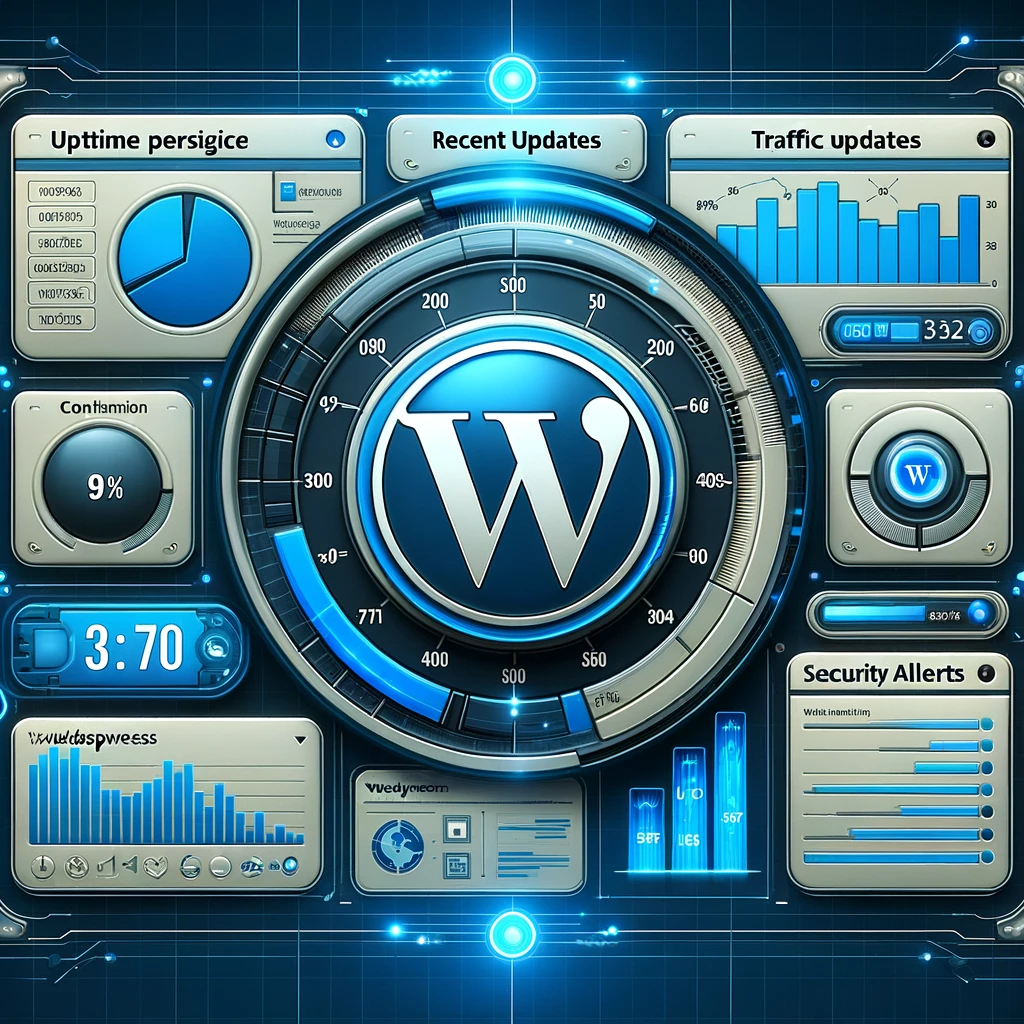 AI Generated image of a dashboard with the WordPress logo.